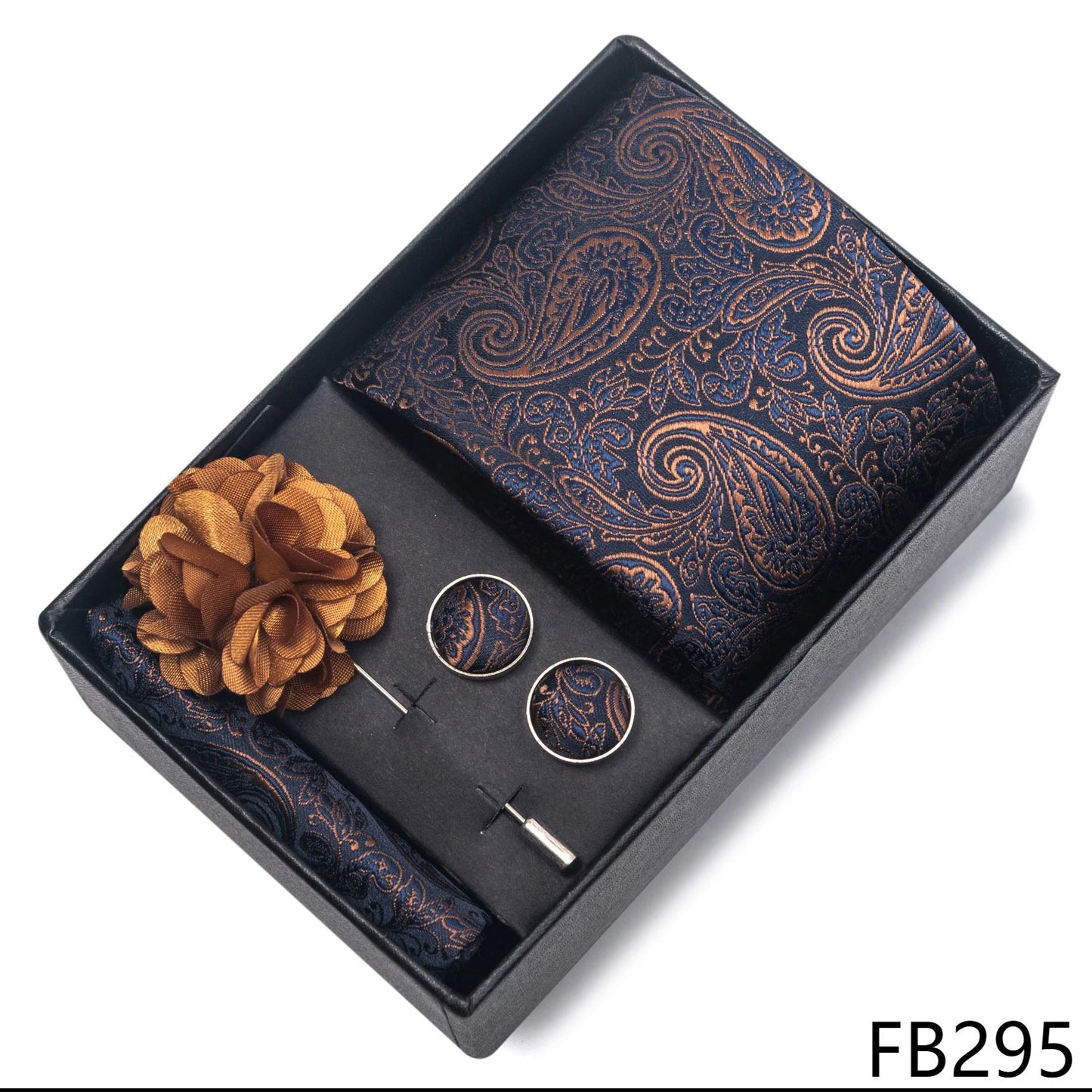 New Designer Blue Red Green Paisley Ties For Men Wedding Party Neck Tie Luxury Tie Pocket Square Cufllink Brooch Set - BOC-WEAR