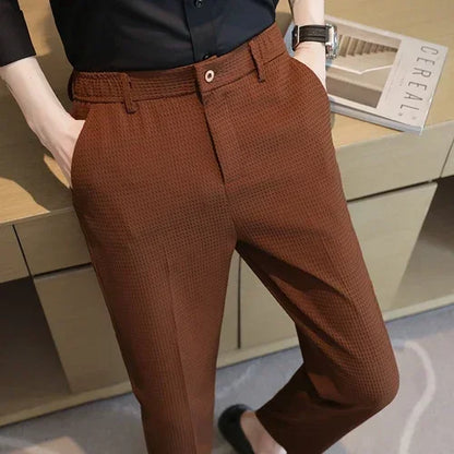 Men's Suit Pants, Fashion Slim Trousers, Korean Style Young Man Pantalones Hombre Black White Khaki Brown Pant, 2025 New