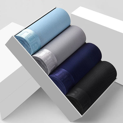 BOC-WEAR Men's Ice Silk Boxers - 4-Pack Breathable Mesh Underwear - BOC-WEAR