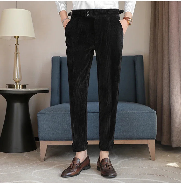 2024 New Light Luxury Chenille Neapolitan High Waist  Casual Pants for Men , Premium Feeling Slim Fit  Mens Dress Pants,pantalon
