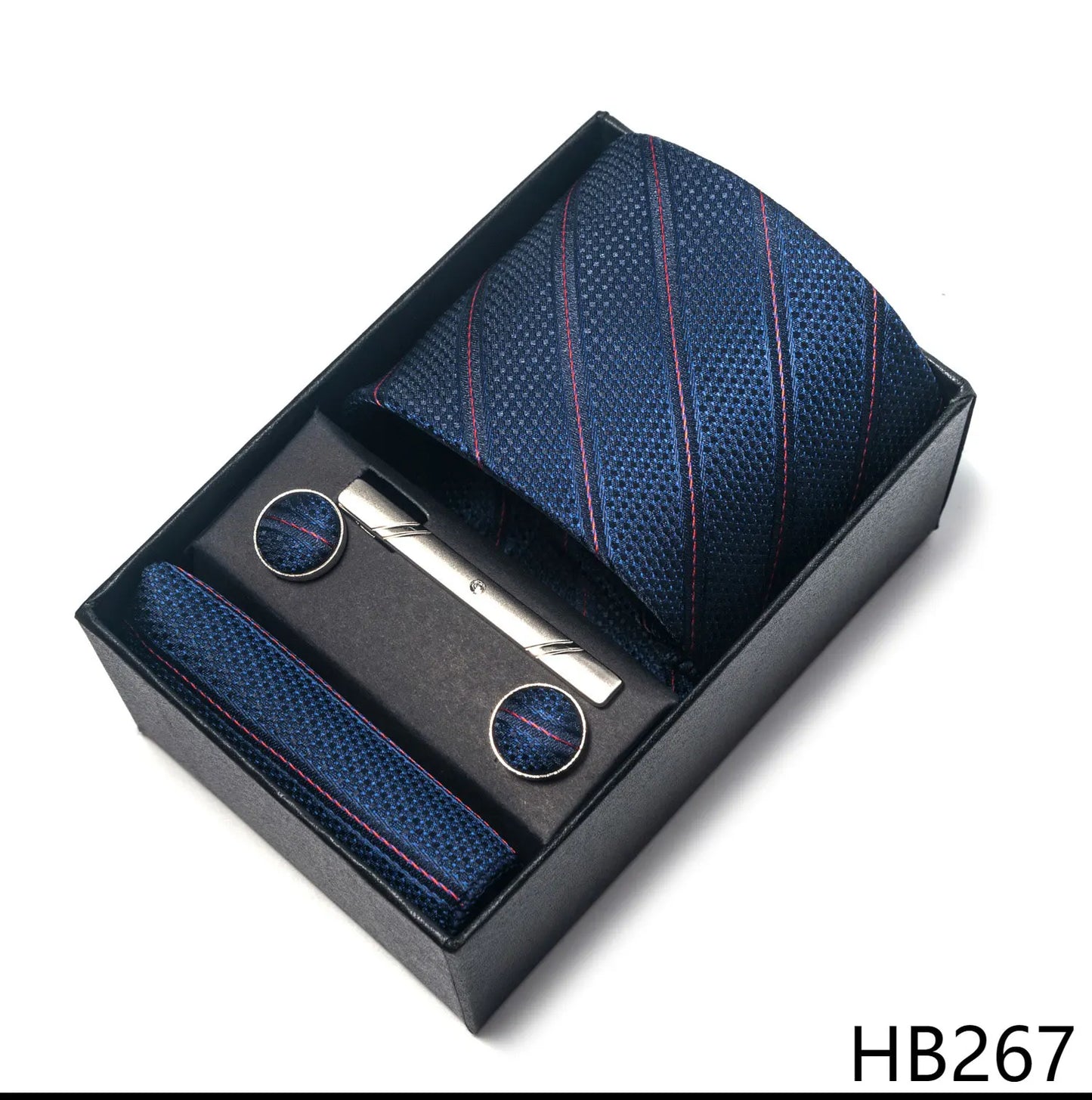 Luxury Brand 8 cm Tie Handkerchief Cufflink Clip Set For Men Wedding Gravata Suit Accessories Holiday Gift Box - BOC-WEAR