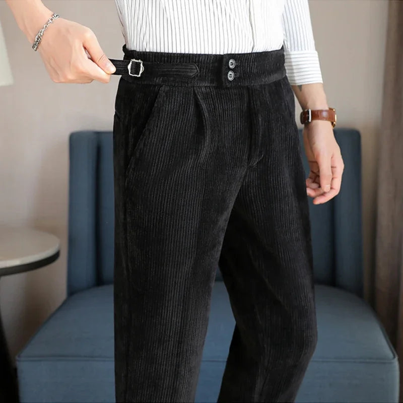 2024 New Light Luxury Chenille Neapolitan High Waist  Casual Pants for Men , Premium Feeling Slim Fit  Mens Dress Pants,pantalon