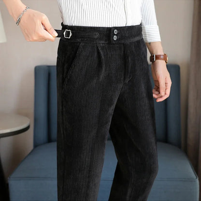 2024 New Light Luxury Chenille Neapolitan High Waist  Casual Pants for Men , Premium Feeling Slim Fit  Mens Dress Pants,pantalon