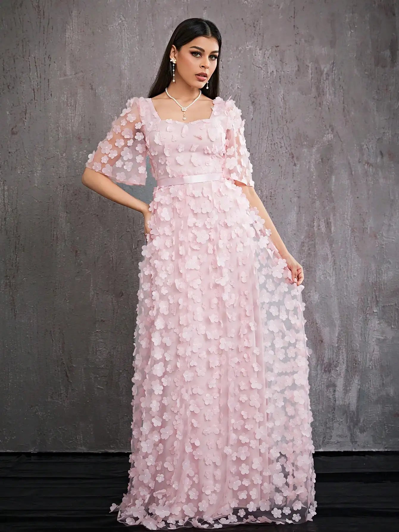 Heart Collar Beaded Ball Dress