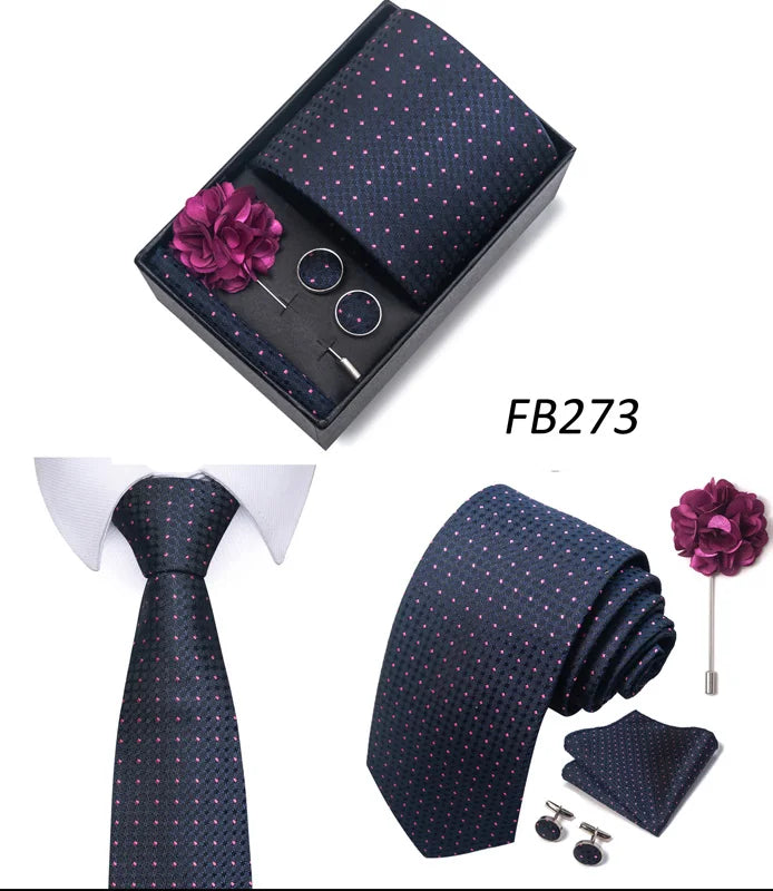 New Designer Blue Red Green Paisley Ties For Men Wedding Party Neck Tie Luxury Tie Pocket Square Cufllink Brooch Set - BOC-WEAR