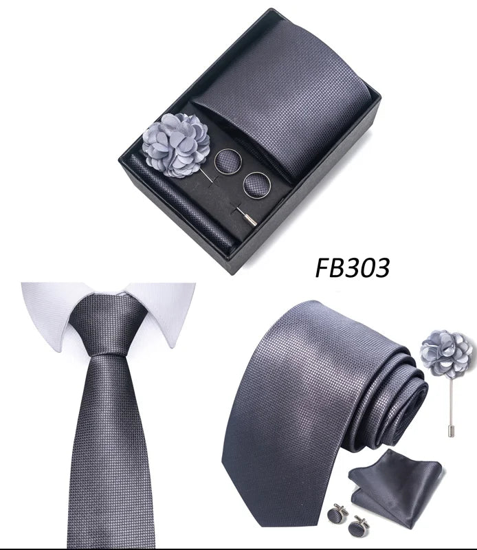 New Designer Blue Red Green Paisley Ties For Men Wedding Party Neck Tie Luxury Tie Pocket Square Cufllink Brooch Set - BOC-WEAR