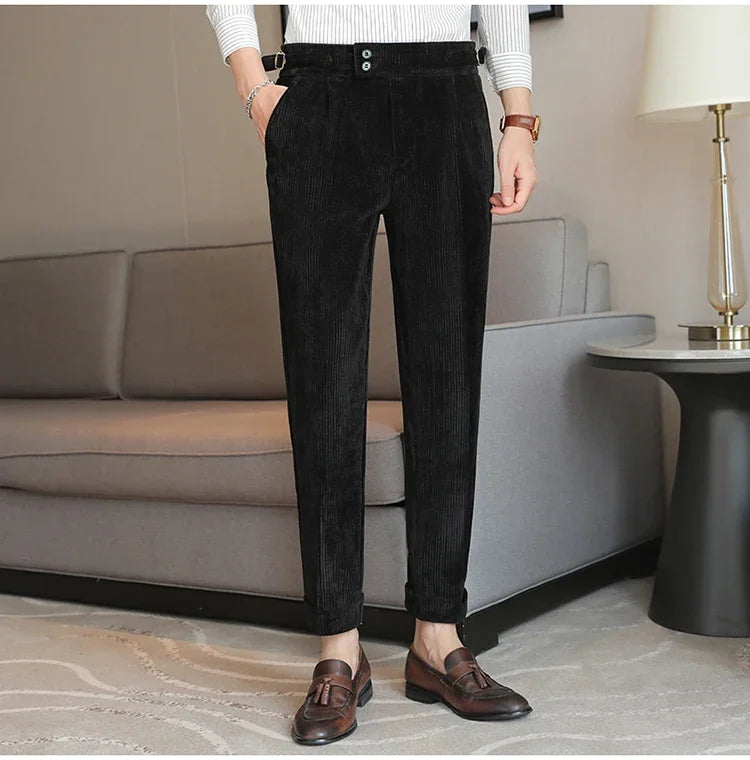 2024 New Light Luxury Chenille Neapolitan High Waist  Casual Pants for Men , Premium Feeling Slim Fit  Mens Dress Pants,pantalon