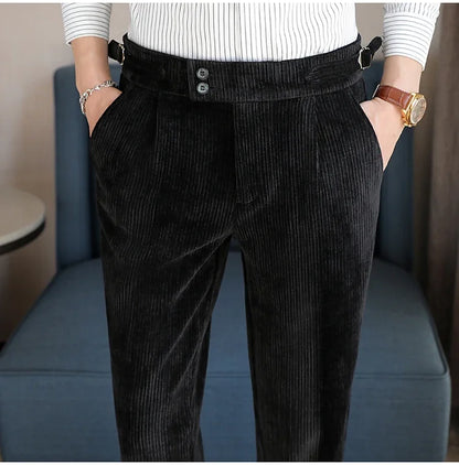 2024 New Light Luxury Chenille Neapolitan High Waist  Casual Pants for Men , Premium Feeling Slim Fit  Mens Dress Pants,pantalon