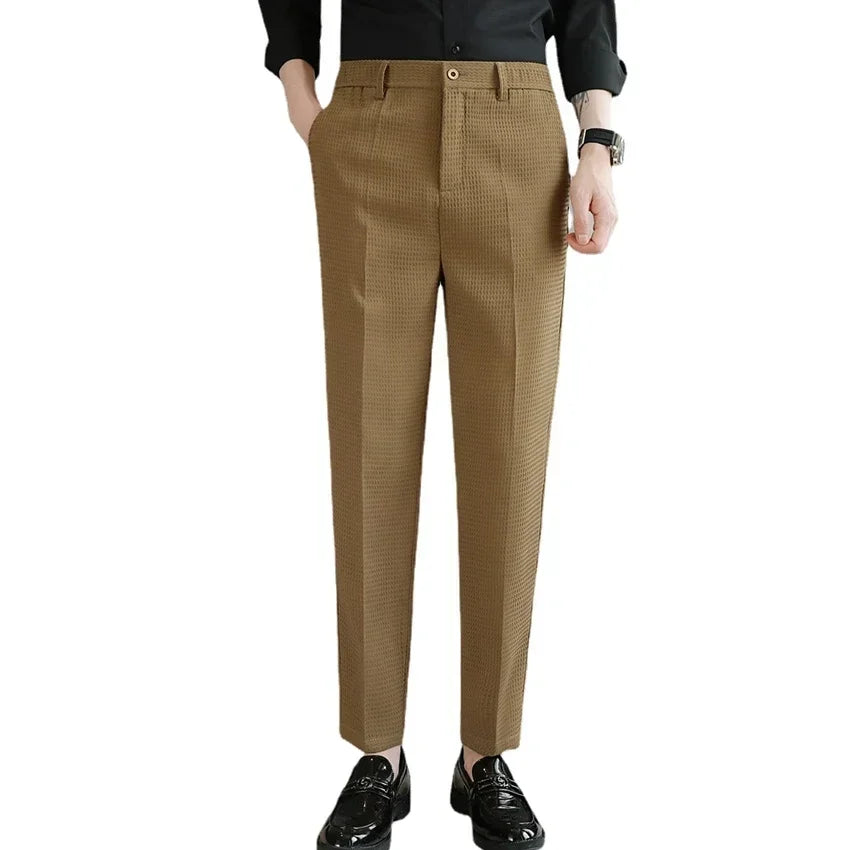 Men's Suit Pants, Fashion Slim Trousers, Korean Style Young Man Pantalones Hombre Black White Khaki Brown Pant, 2025 New