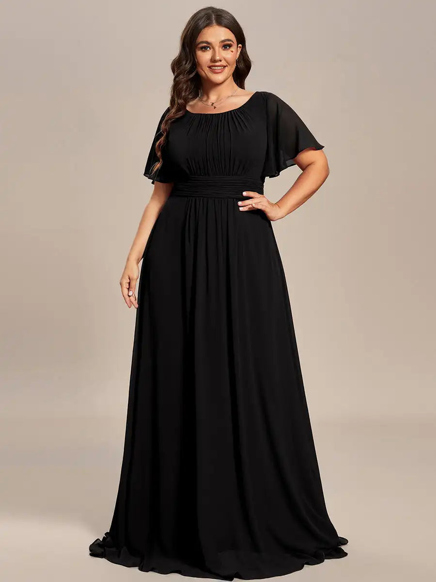 Plus Size Pleated Chiffon Bridesmaid Dress