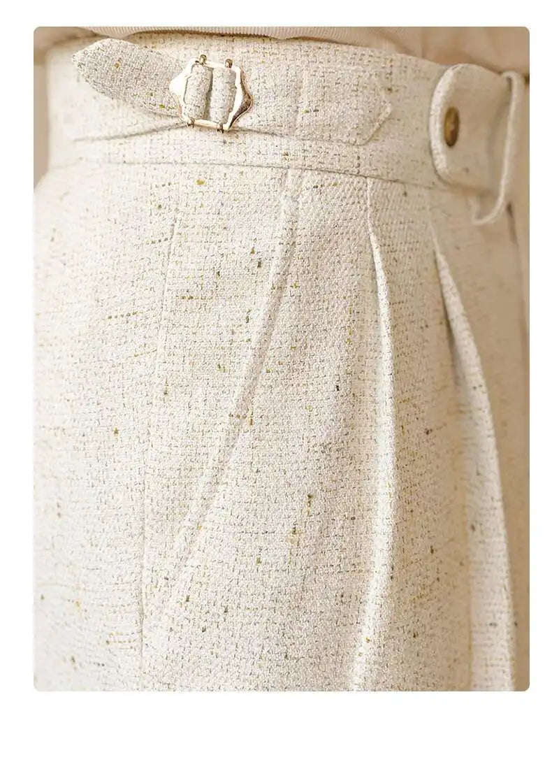 Top Quality Casual High Waist Straight Leg Trouser For Men Winter Paris Button Trouser Business Naples Gentleman Suit Pants