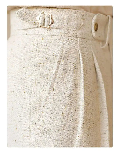 Top Quality Casual High Waist Straight Leg Trouser For Men Winter Paris Button Trouser Business Naples Gentleman Suit Pants