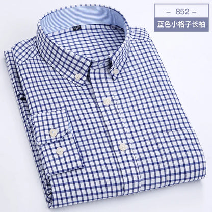 Men's long sleeve shirt Oxford woven casual non-ironing spring summer autumn slim top comfortable trend fashion with white shirt - BOC-WEAR