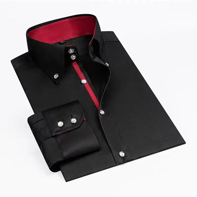 Premium Quality White Shirts for Men - Non-iron Wrinkle Resistant Dress Shirt Long Sleeve New Solid Male Clothing Black Navy - BOC-WEAR