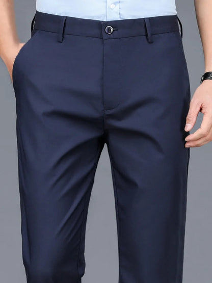 Male Pants Stretch Solid Black Smart Casual Men's Trousers Office Quick Dry Suit Pants New Spring Autumn Korean Straight Pants