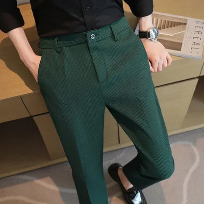 Men's Suit Pants, Fashion Slim Trousers, Korean Style Young Man Pantalones Hombre Black White Khaki Brown Pant, 2025 New