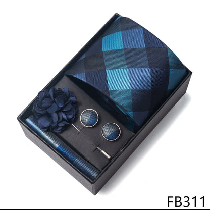 New Designer Blue Red Green Paisley Ties For Men Wedding Party Neck Tie Luxury Tie Pocket Square Cufllink Brooch Set - BOC-WEAR