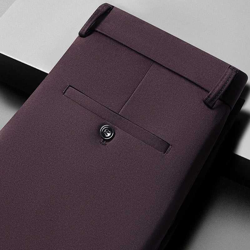 29-42 Men's Summer Pants Thin Straight Stretch Casual Pants with No Trace No Ironing Fabric Silky and Cool Feeling