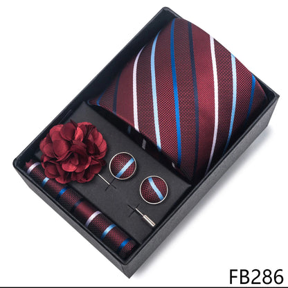 New Designer Blue Red Green Paisley Ties For Men Wedding Party Neck Tie Luxury Tie Pocket Square Cufllink Brooch Set - BOC-WEAR