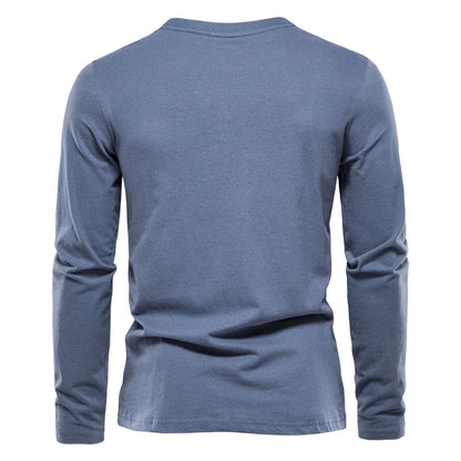 Premium 100% Cotton Long Sleeve T-Shirt for Men - Classic Solid Colors - BOC-WEAR