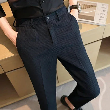 Men's Suit Pants, Fashion Slim Trousers, Korean Style Young Man Pantalones Hombre Black White Khaki Brown Pant, 2025 New