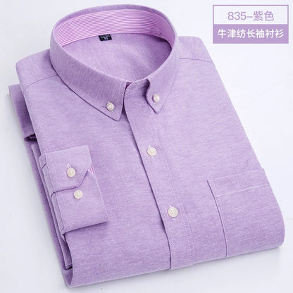 Men's long sleeve shirt Oxford woven casual non-ironing spring summer autumn slim top comfortable trend fashion with white shirt - BOC-WEAR