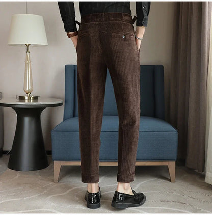 2024 New Light Luxury Chenille Neapolitan High Waist  Casual Pants for Men , Premium Feeling Slim Fit  Mens Dress Pants,pantalon