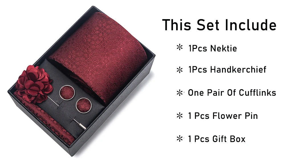 New Designer Blue Red Green Paisley Ties For Men Wedding Party Neck Tie Luxury Tie Pocket Square Cufllink Brooch Set - BOC-WEAR