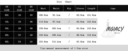 Mgiacy plus size V-neck retraction Lantern sleeve chiffon full skirt Evening gown Ball dress Party dress Bridesmaid dress