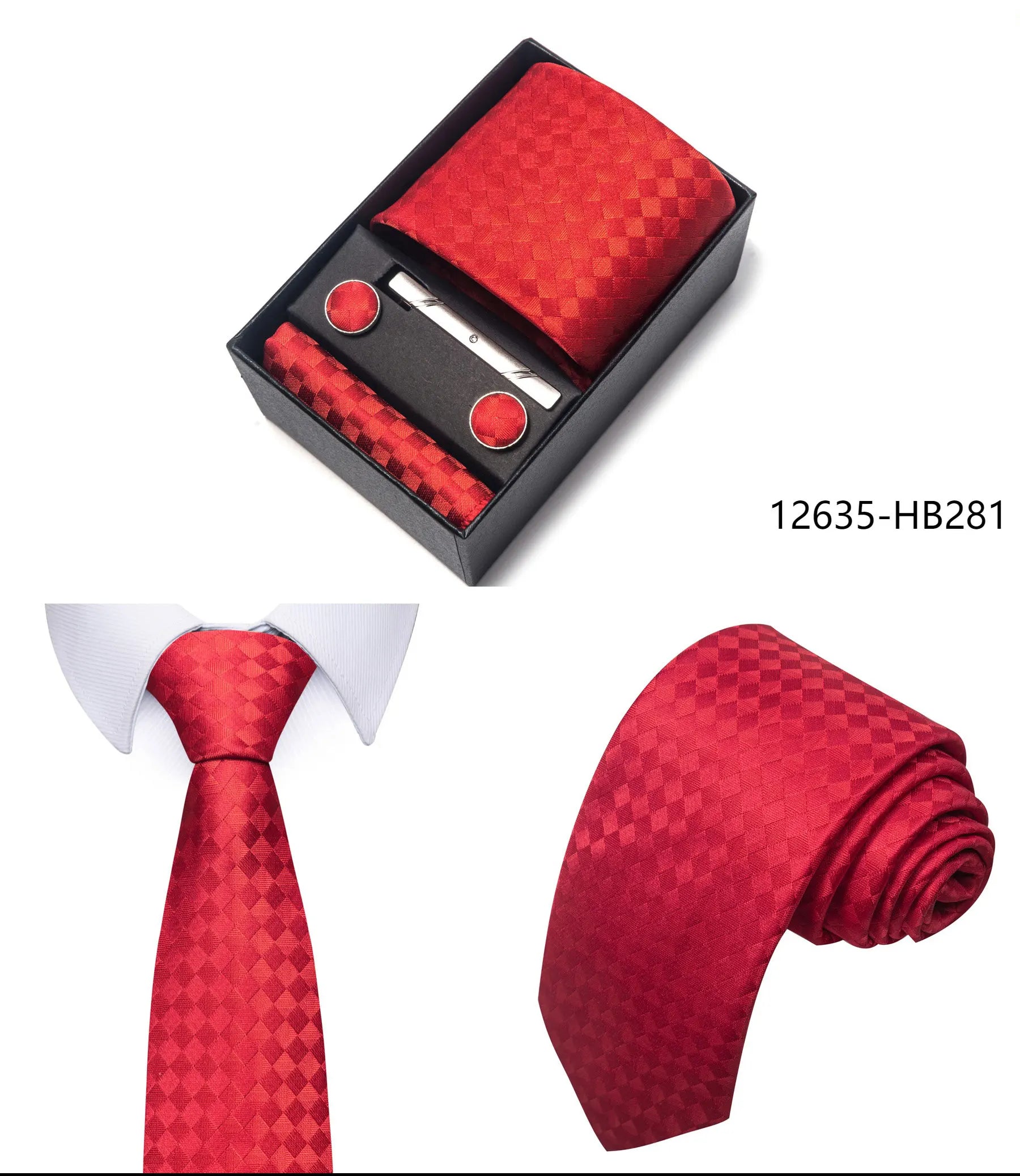 Luxury Brand 8 cm Tie Handkerchief Cufflink Clip Set For Men Wedding Gravata Suit Accessories Holiday Gift Box - BOC-WEAR