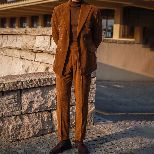 Mens Gurkha Trousers Corduroy Side Buckle Adjustable Waist Casual Suit Pants Autumn Business All-Match Straight Pants Men'S Wear