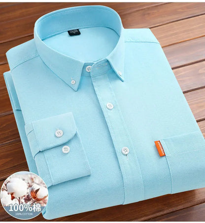 Men's shirt long sleeve 100% cotton spring/summer Oxford woven non-ironing anti-wrinkle Business casual high quality - BOC-WEAR