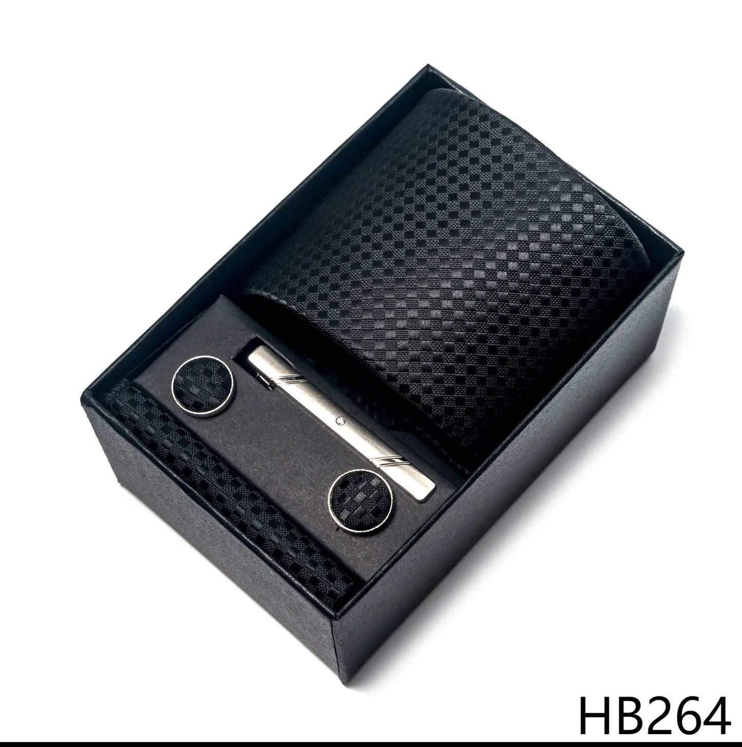 Premium Men's Tie Gift Set - 8cm Silk Necktie with Pocket Square, Cufflinks & Tie Clip - BOC-WEAR