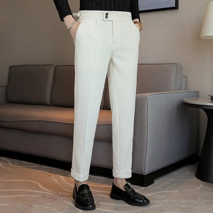 2024 New Light Luxury Chenille Neapolitan High Waist  Casual Pants for Men , Premium Feeling Slim Fit  Mens Dress Pants,pantalon