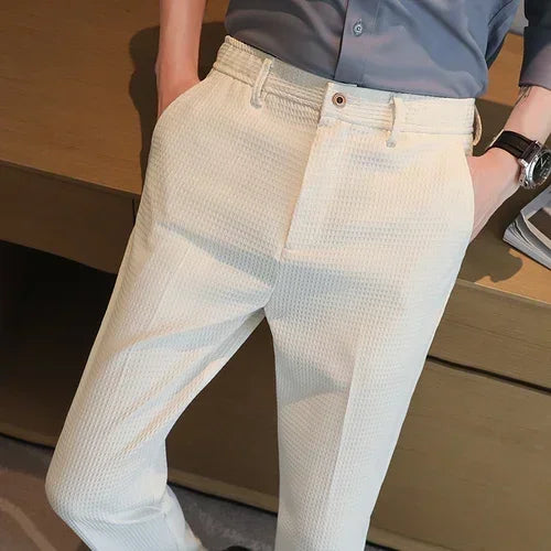 Men's Suit Pants, Fashion Slim Trousers, Korean Style Young Man Pantalones Hombre Black White Khaki Brown Pant, 2025 New