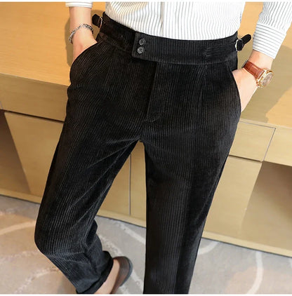 2024 New Light Luxury Chenille Neapolitan High Waist  Casual Pants for Men , Premium Feeling Slim Fit  Mens Dress Pants,pantalon