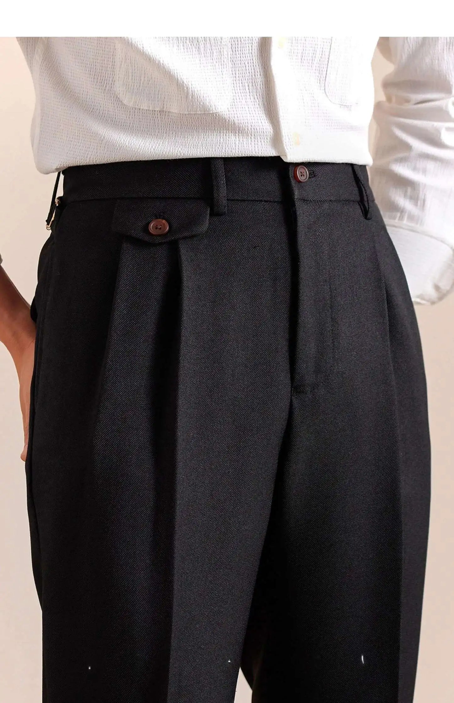 British Style High Waist Pants Warm Office-trousers Men Dress Pants Trousers 2025 Spring Men's Solid Color Suit Pant Straight