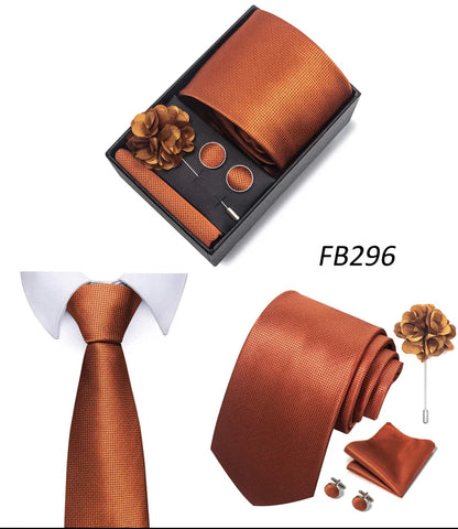 New Designer Blue Red Green Paisley Ties For Men Wedding Party Neck Tie Luxury Tie Pocket Square Cufllink Brooch Set - BOC-WEAR