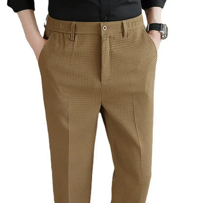 Men's Suit Pants, Fashion Slim Trousers, Korean Style Young Man Pantalones Hombre Black White Khaki Brown Pant, 2025 New