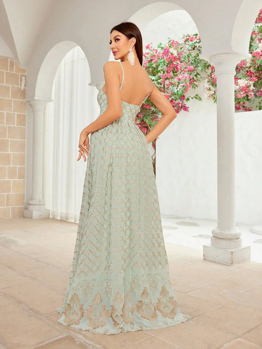 MGiacy suspender chiffon embroidery positioning large swing long skirt