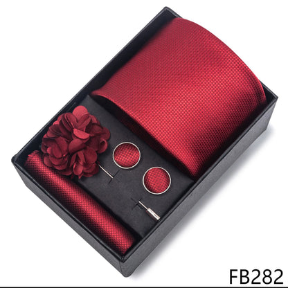 New Designer Blue Red Green Paisley Ties For Men Wedding Party Neck Tie Luxury Tie Pocket Square Cufllink Brooch Set - BOC-WEAR