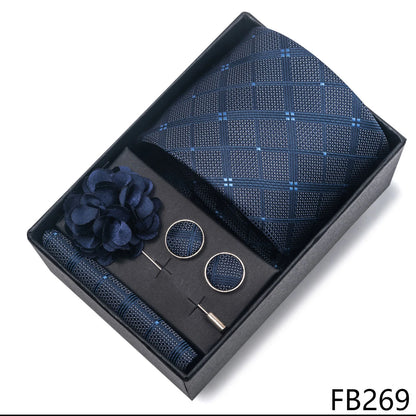 New Designer Blue Red Green Paisley Ties For Men Wedding Party Neck Tie Luxury Tie Pocket Square Cufllink Brooch Set - BOC-WEAR