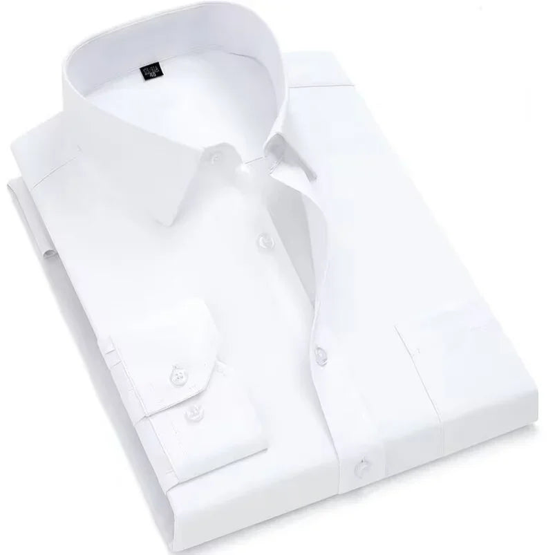 Mens Fashion Long Sleeve Shirts Cotton Spring Autumn Slim Fit White Blue Black Smart Male Casual Shirt Solid Clothing KOACUS - BOC-WEAR