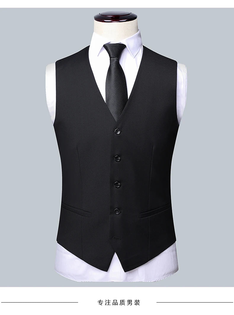 Suit Men Fashion  (Blazer+ Vest + Pants)  Business Wedding Work Casual Slim Professional Dress Groom Best Man Gentleman Suit - BOC-WEAR