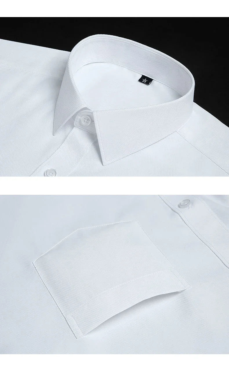 Mens Fashion Long Sleeve Shirts Cotton Spring Autumn Slim Fit White Blue Black Smart Male Casual Shirt Solid Clothing KOACUS - BOC-WEAR