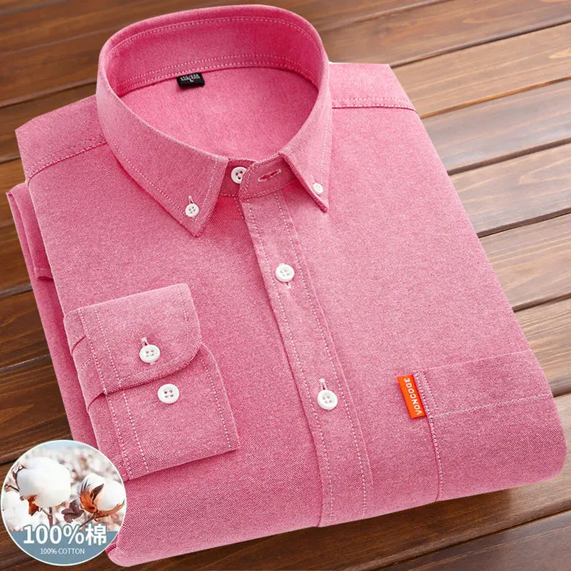 Men's shirt long sleeve 100% cotton spring/summer Oxford woven non-ironing anti-wrinkle Business casual high quality - BOC-WEAR