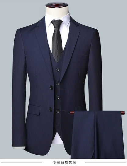 BOC-WEAR Men's 3-Piece Suit - Business Wedding Formal Set - BOC-WEAR