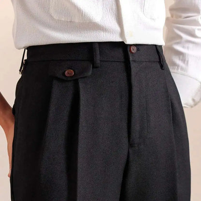 British Style High Waist Pants Warm Office-trousers Men Dress Pants Trousers 2025 Spring Men's Solid Color Suit Pant Straight