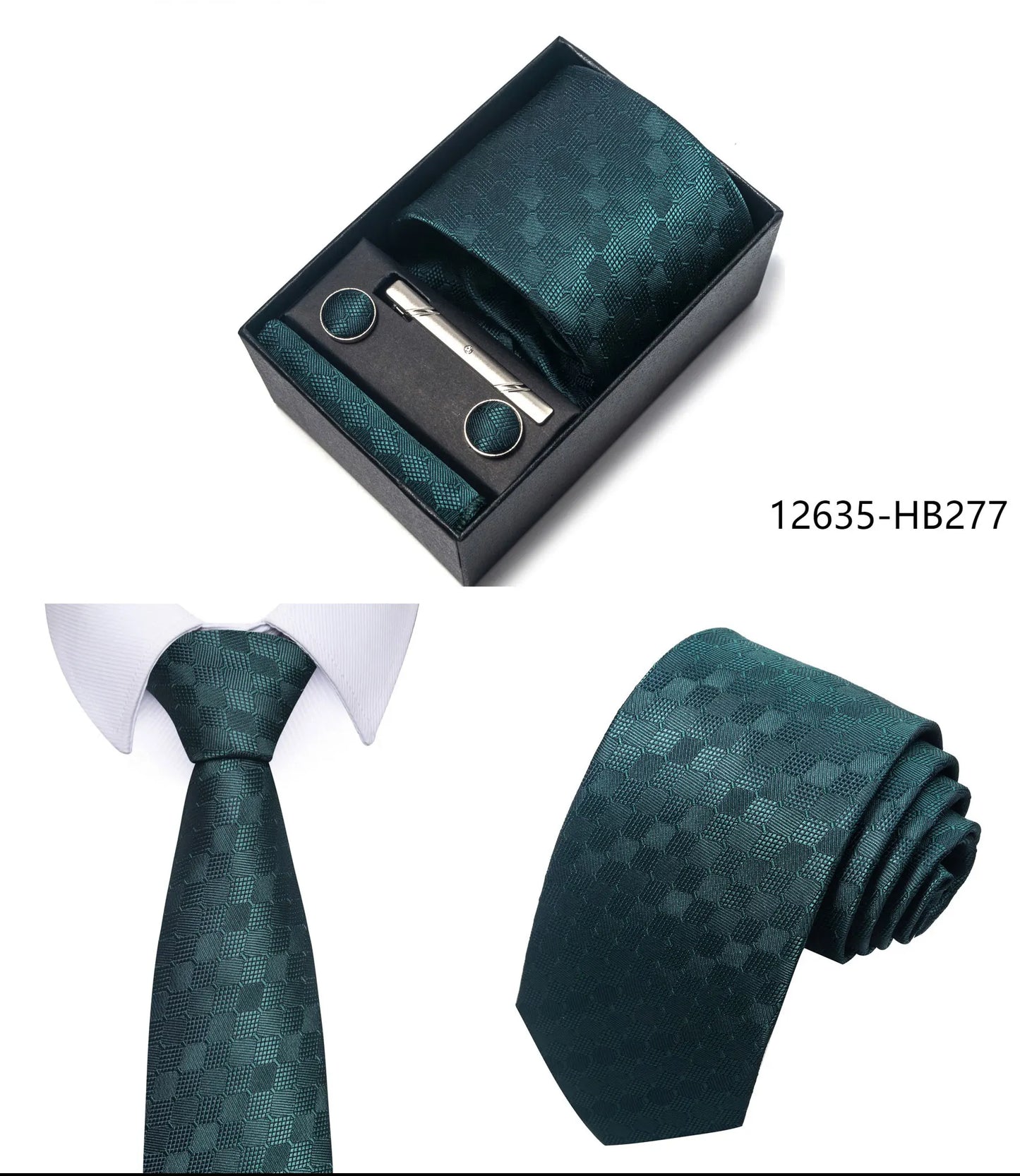 Luxury Brand 8 cm Tie Handkerchief Cufflink Clip Set For Men Wedding Gravata Suit Accessories Holiday Gift Box - BOC-WEAR