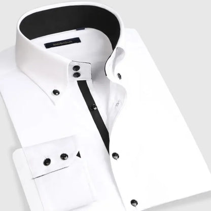 Premium Quality White Shirts for Men - Non-iron Wrinkle Resistant Dress Shirt Long Sleeve New Solid Male Clothing Black Navy - BOC-WEAR